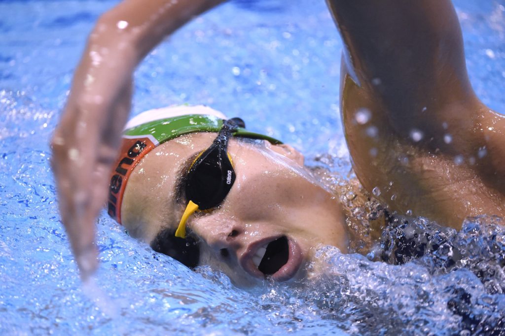 Gyõr, 2016. július 16. Jakabos Zsuzsanna úszó edz a gyõri Aqua Sportközpontban 2016. július 14-én. A sportoló 200 és 400 méteres vegyesúszásban, valamint a 4x200 méteres gyorsváltóban indul a riói olimpián. MTI Fotó: Kovács Tamás